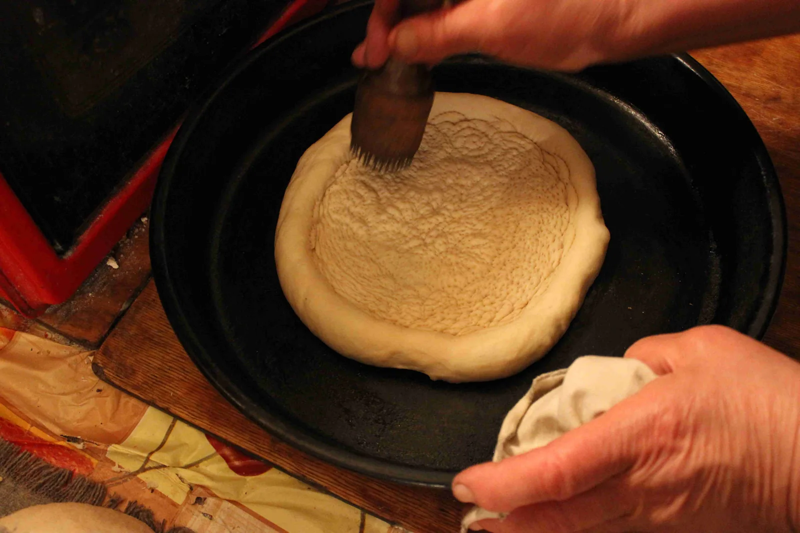 Preparing kulcha for baking